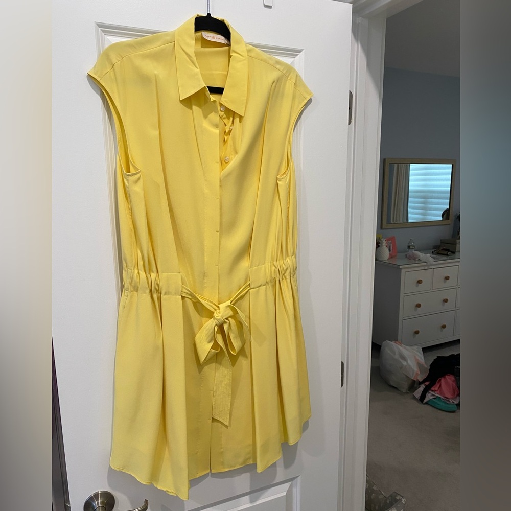 Yellow Gigi Cap Sleeved Tory Burch Dress